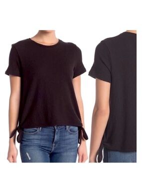 Madewell Modern Side Tie Top Comfy T Shirt Black Size Small Scoop Neck